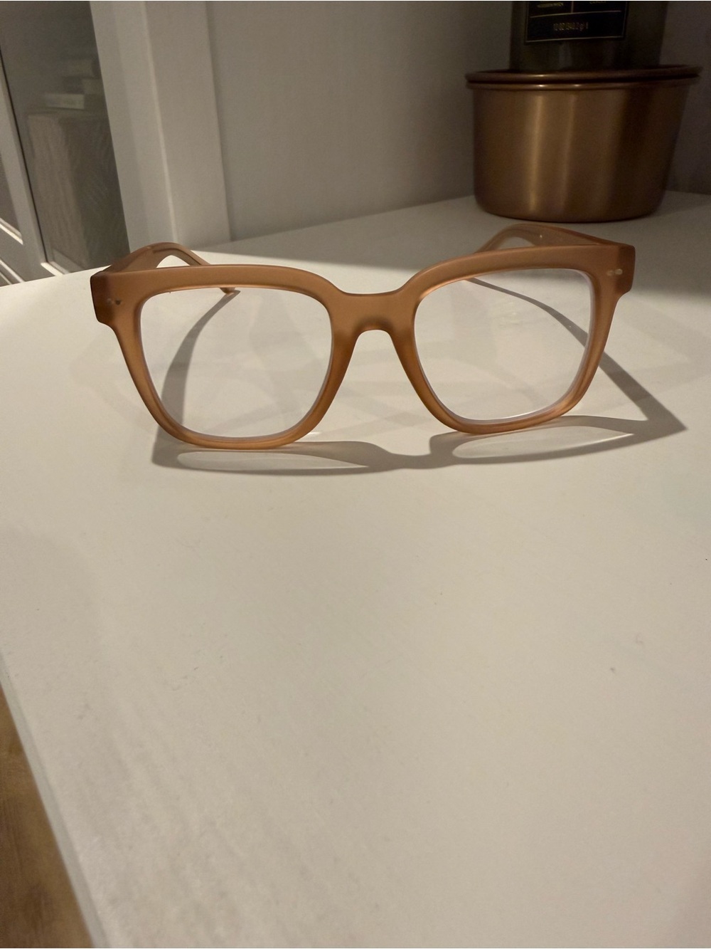 Matte Beige Women's Square Frame Glasses (Look Optic- Laurel Frames)